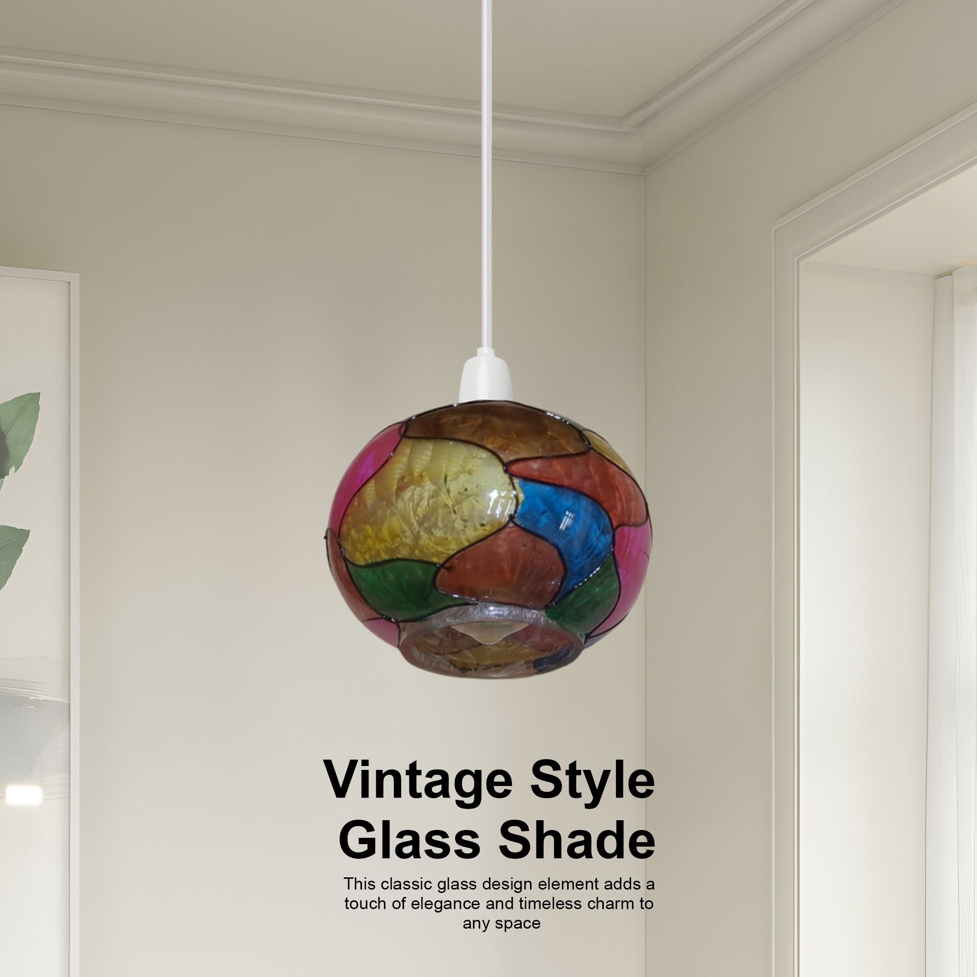 Multicolor Tiffany Style Stained Glass Easy-Fit Ceiling Pendant Light Shade