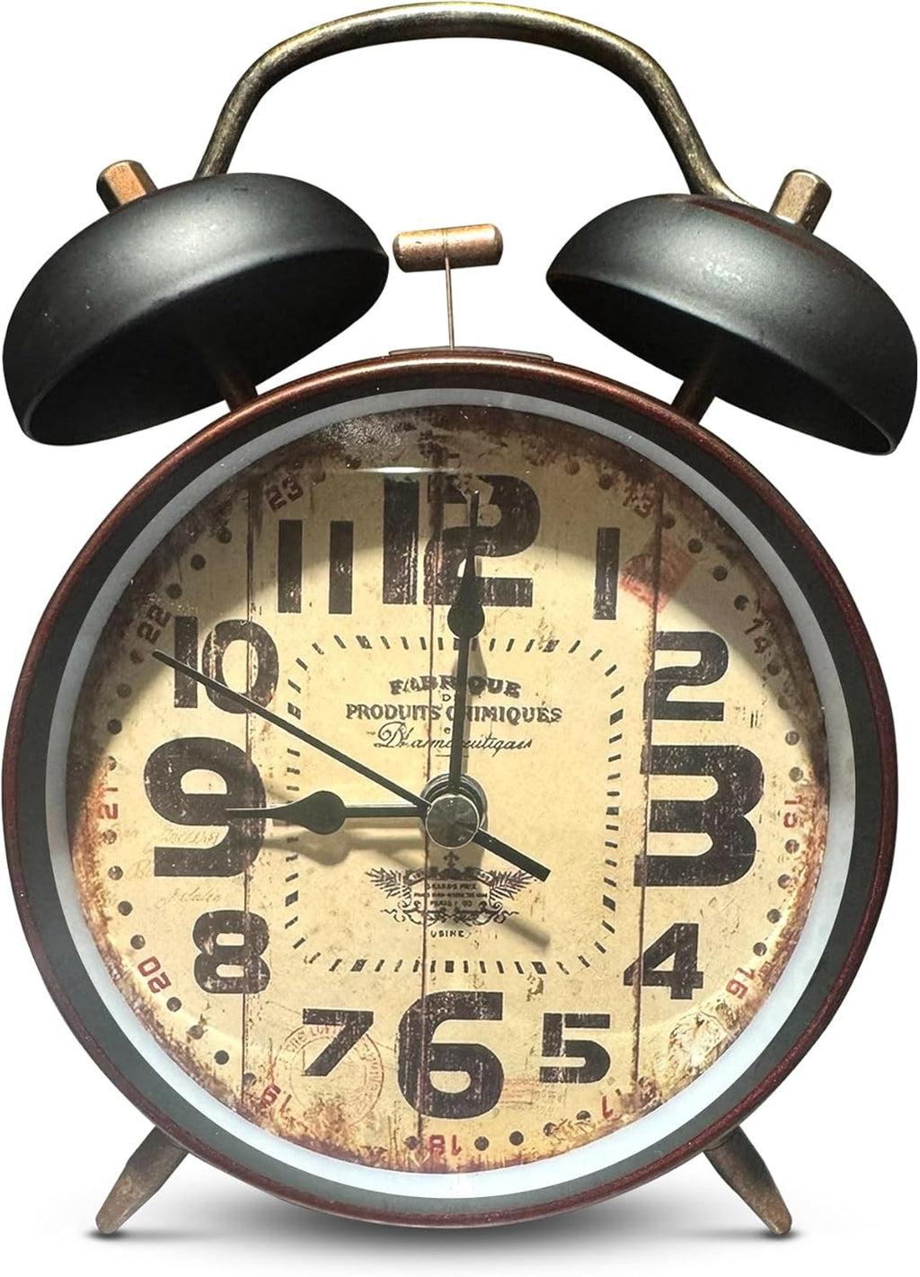 Retro Twin Bell Alarm Clock, Battery Operated, Loud Bedside Analog Display