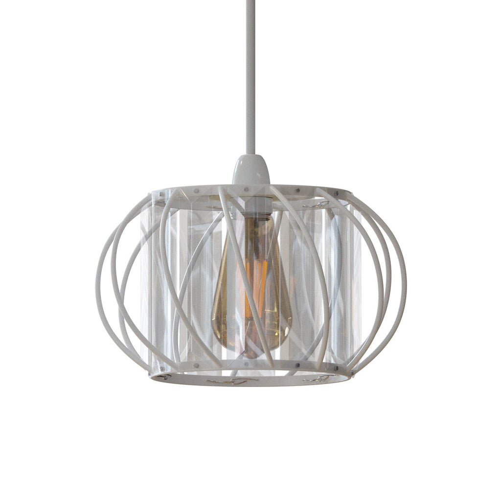 Elegant Modern Crystal Glass & Metal Cage Ceiling Pendant Light Shade