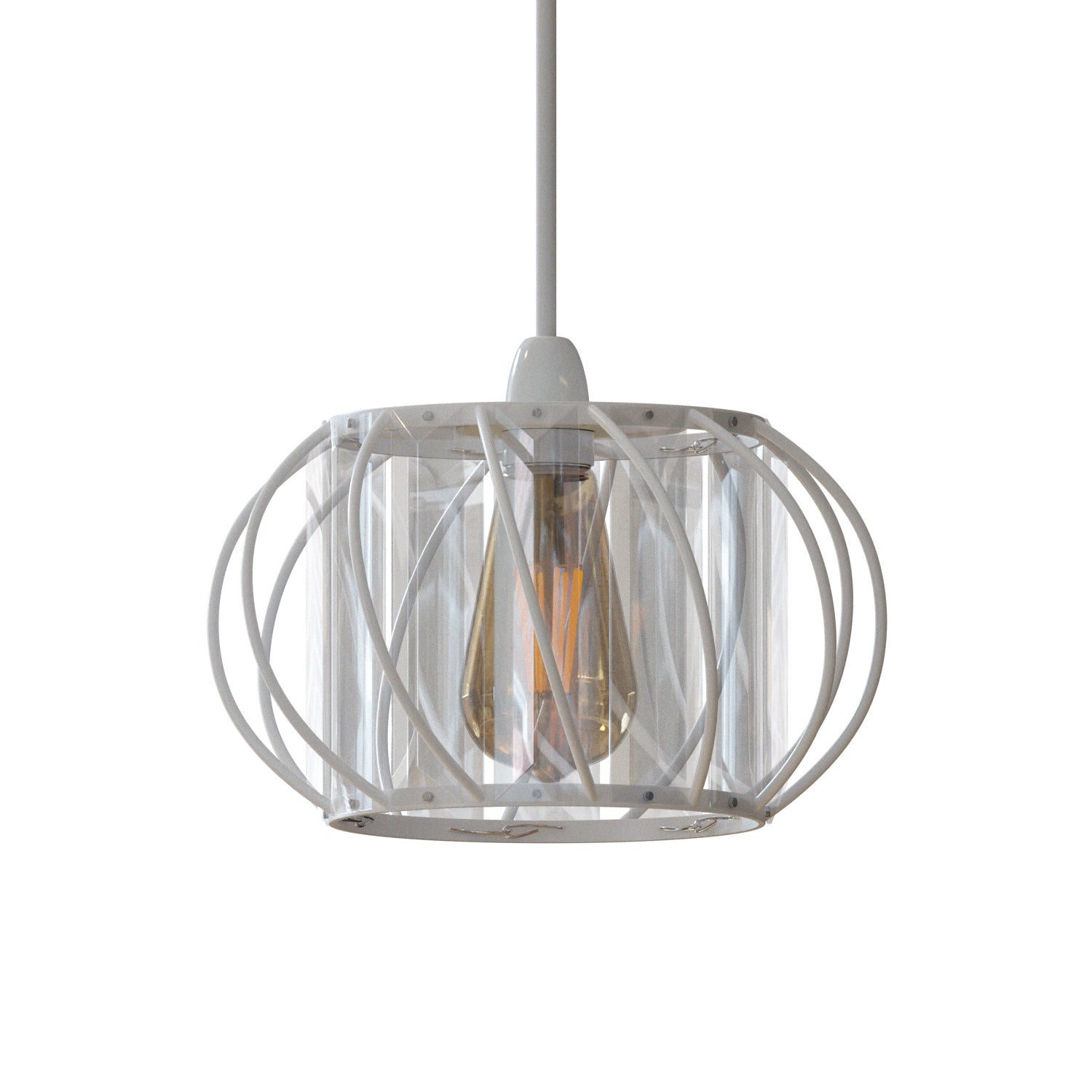 Elegant Modern Crystal Glass & Metal Cage Ceiling Pendant Light Shade