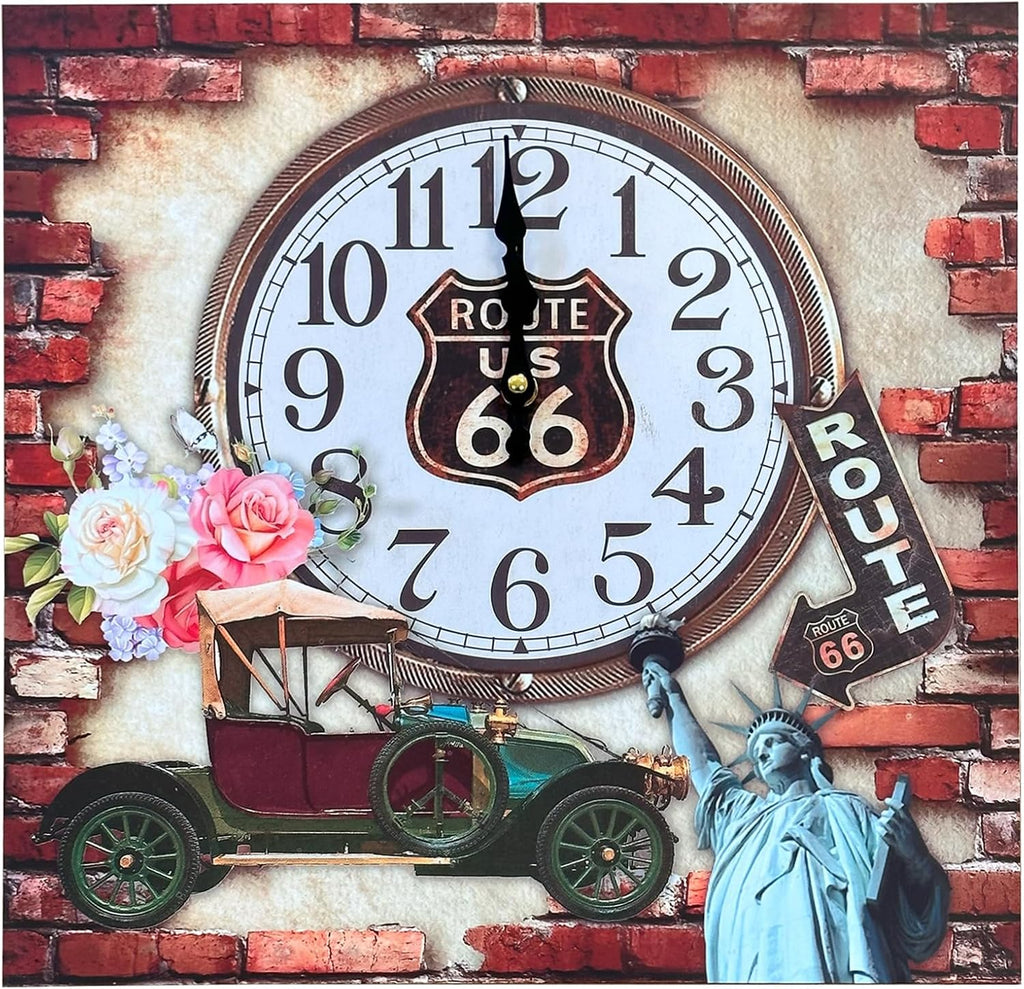 Vintage Frameless Eiffel Tower Wall Clock Canvas Art with Roman Numerals
