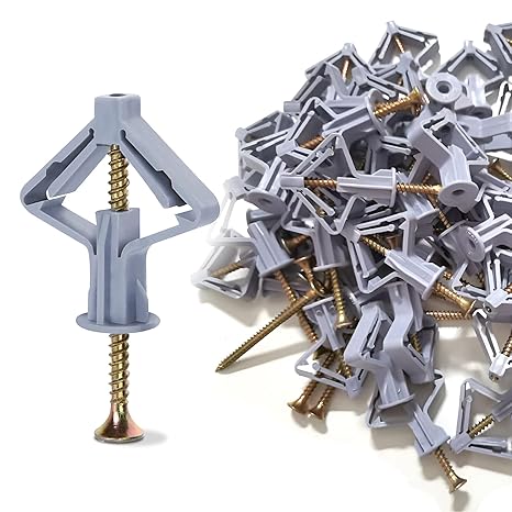 Nylon Plasterboard Wall Plugs Expansion Tube Screws for Secure Drywall Fixing