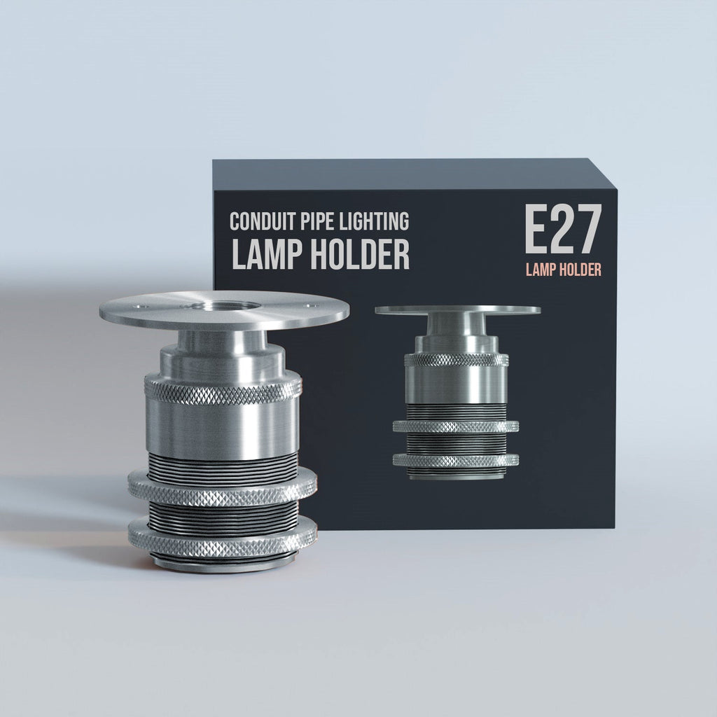 Vintage E27 ES Batten Lamp Holder, Threaded 20mm Conduit Pipe Socket, Ceiling Plate