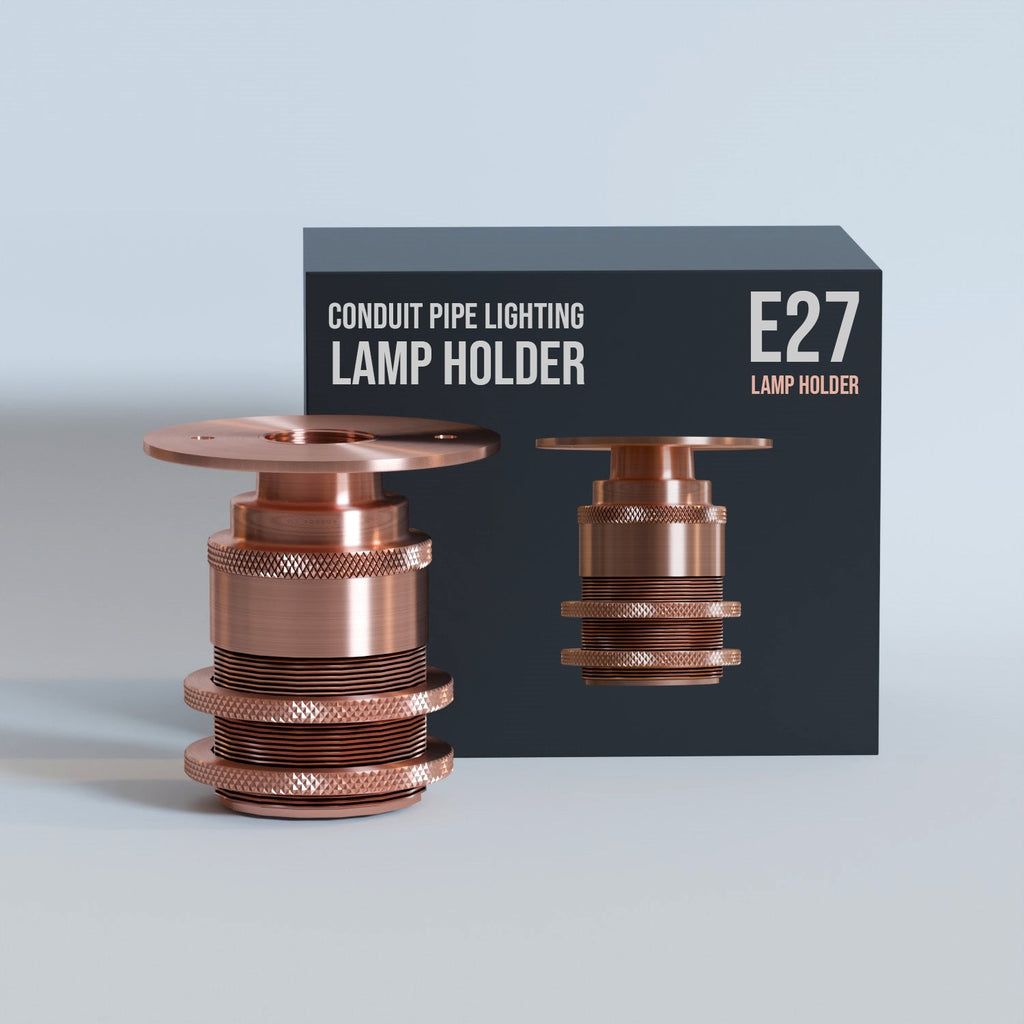 Vintage E27 ES Batten Lamp Holder, Threaded 20mm Conduit Pipe Socket, Ceiling Plate