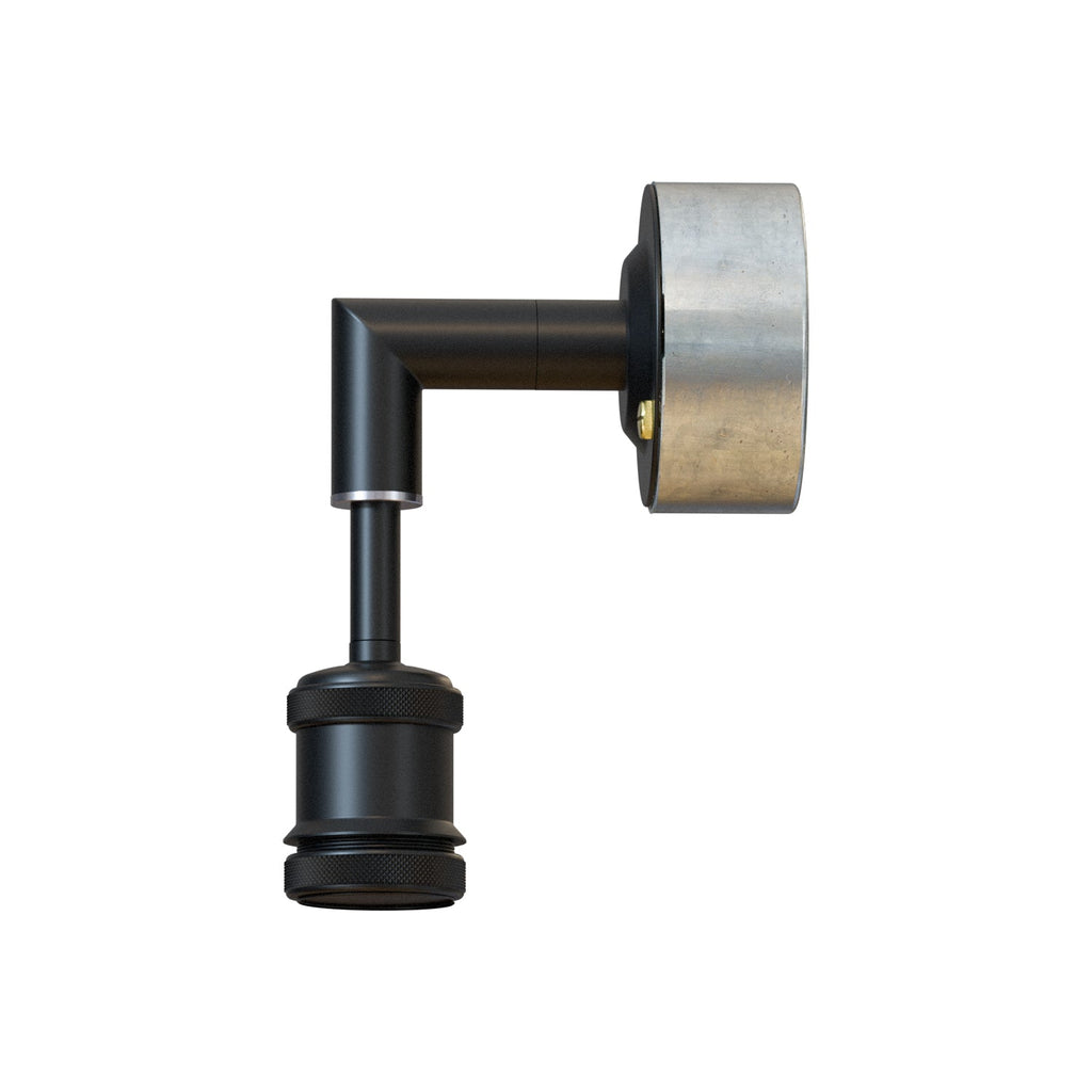Industrial Black Metal Conduit Pipe Wall Light, Edison E27 Lamp Holder