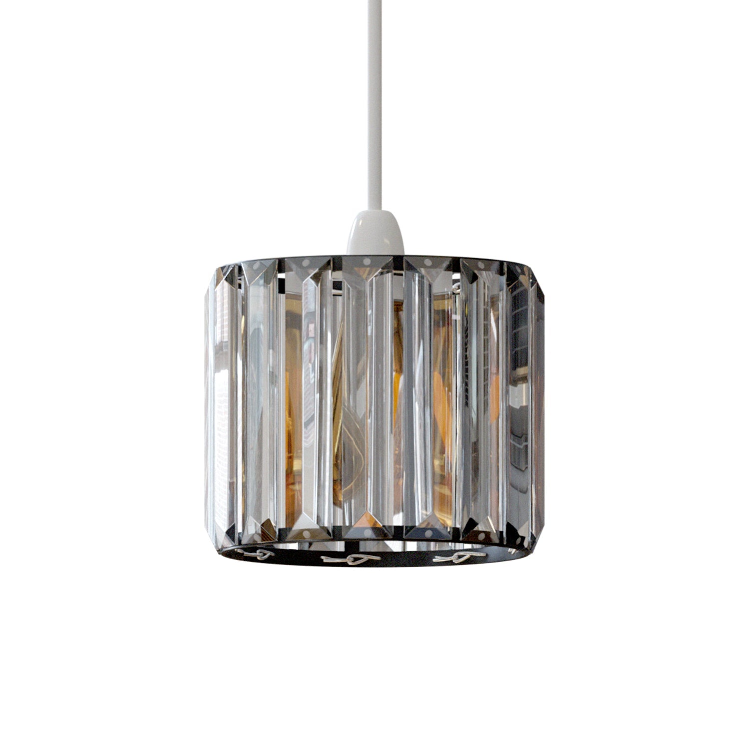 Elegant Crystal Glass Easy Fit Drum Lampshade for Pendant Lights