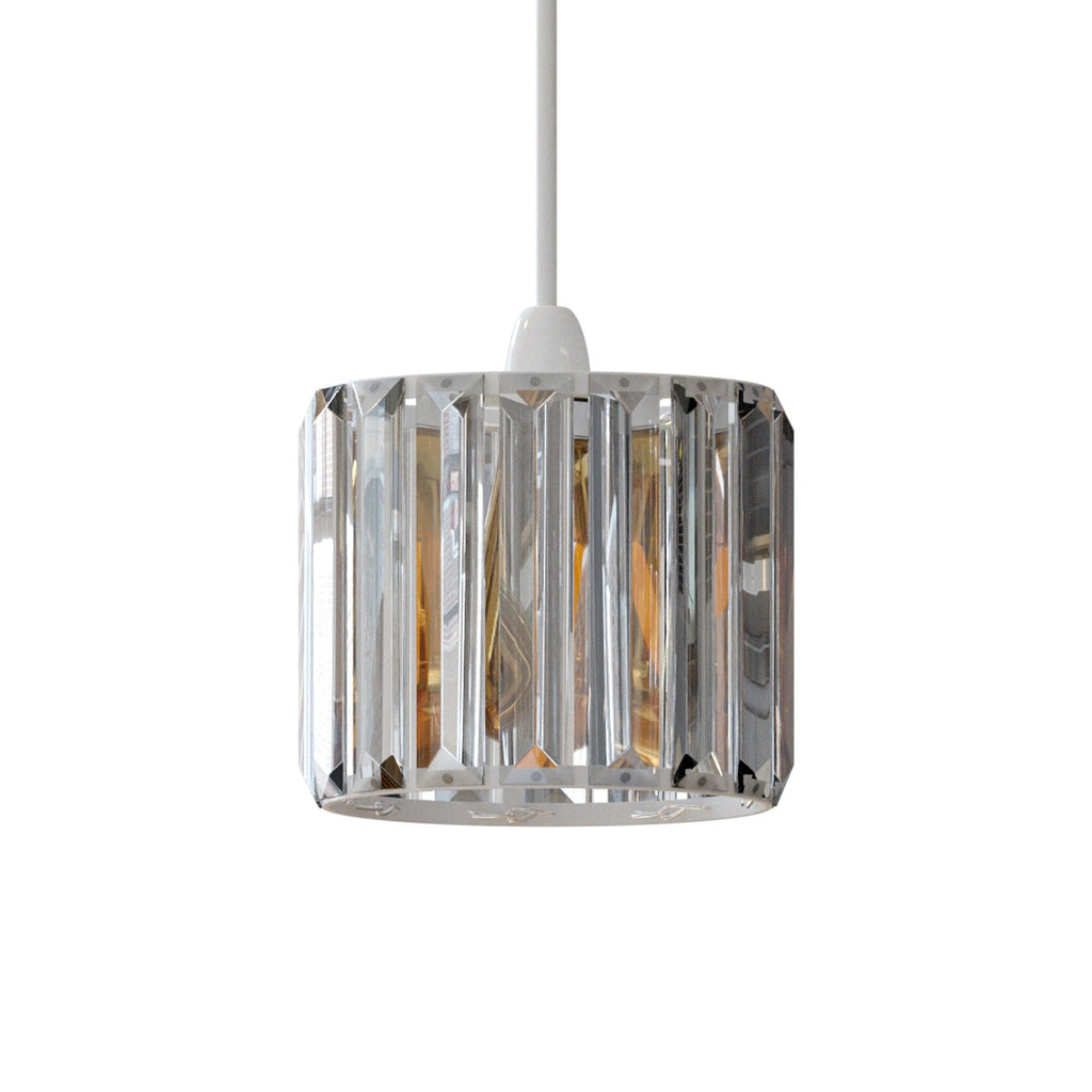 Elegant Crystal Glass Easy Fit Drum Lampshade for Pendant Lights