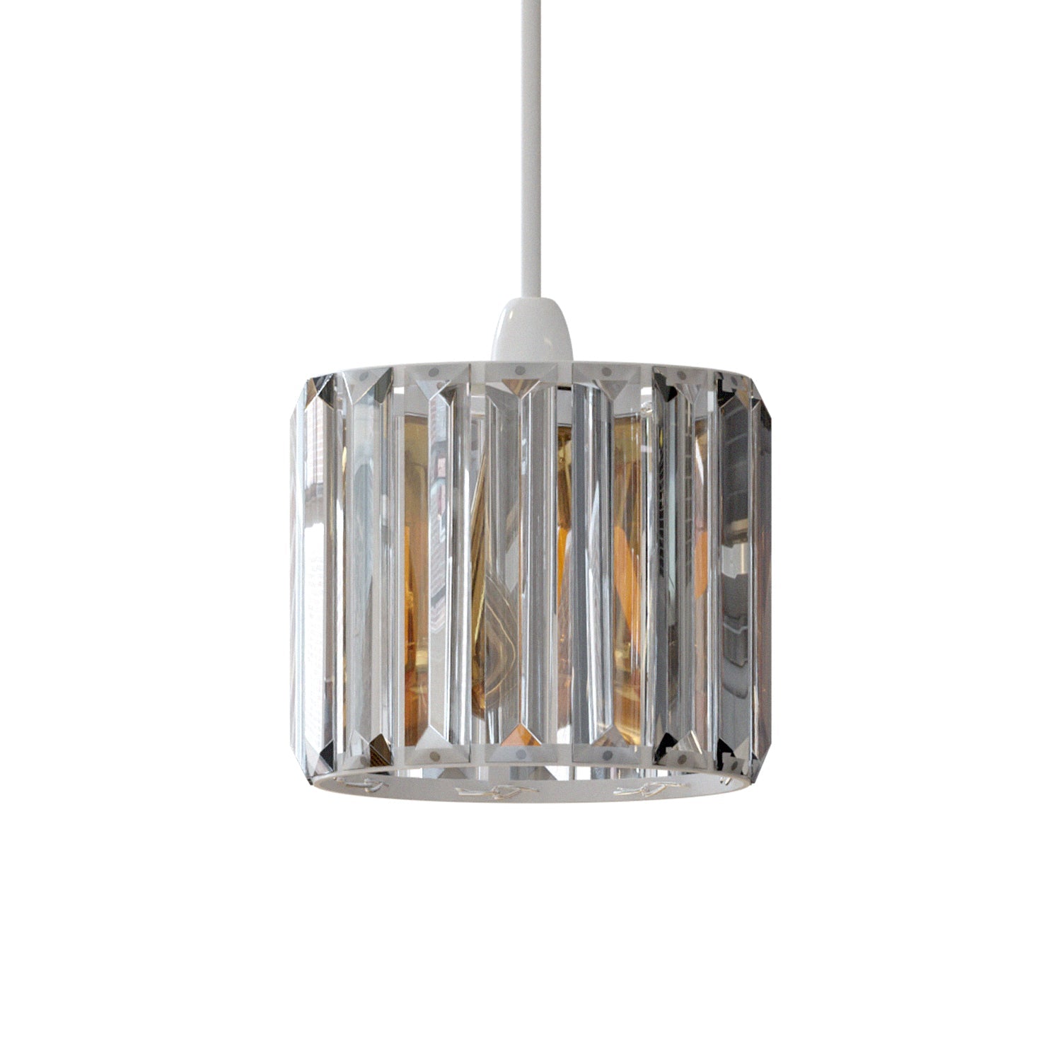 Elegant Crystal Glass Easy Fit Drum Lampshade for Pendant Lights
