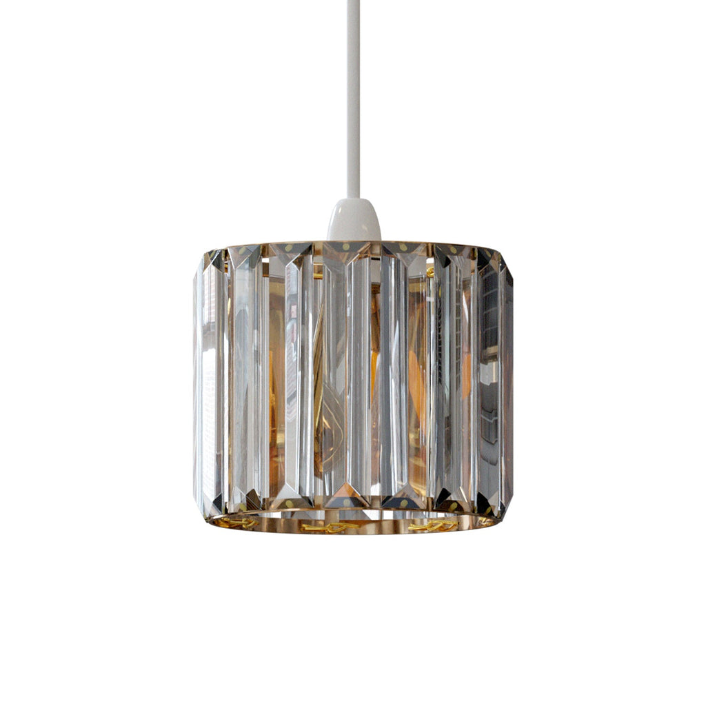 Elegant Crystal Glass Easy Fit Drum Lampshade for Pendant Lights