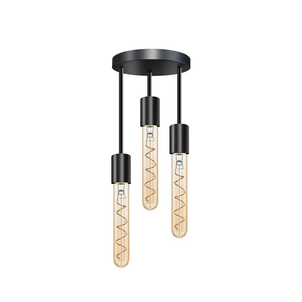 Modern 3-Way Black Metal Flush Mount Ceiling Light Fixture with E27 Sockets
