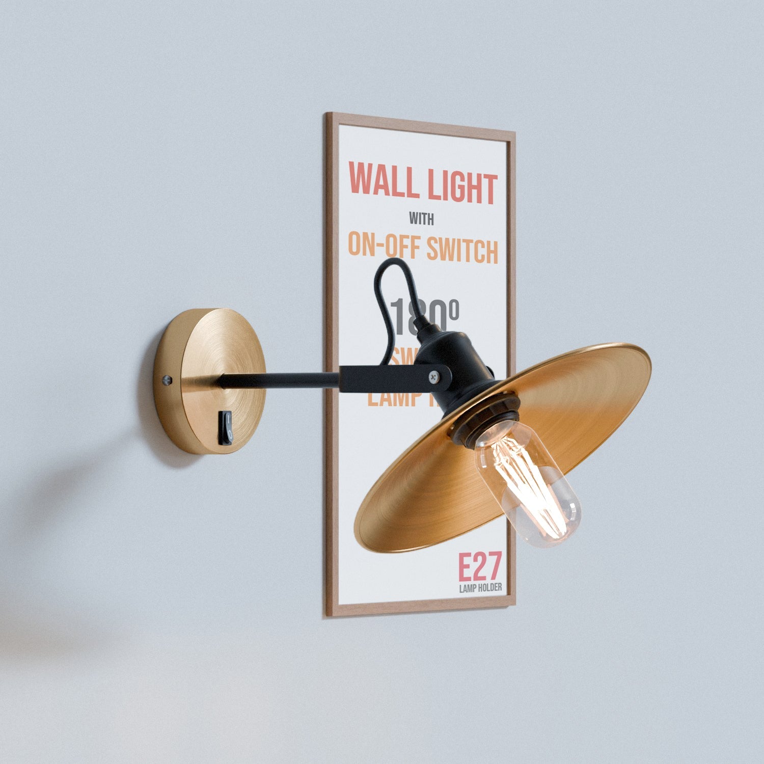 Industrial Adjustable Swivel Wall Sconce, E27 Bulb Compatible, Directional Lighting Fixture