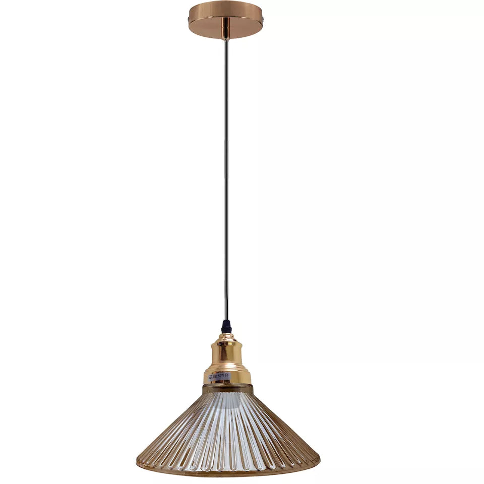 Vintage Amber Glass Adjustable Ceiling Pendant Light Fixture with E27 Base
