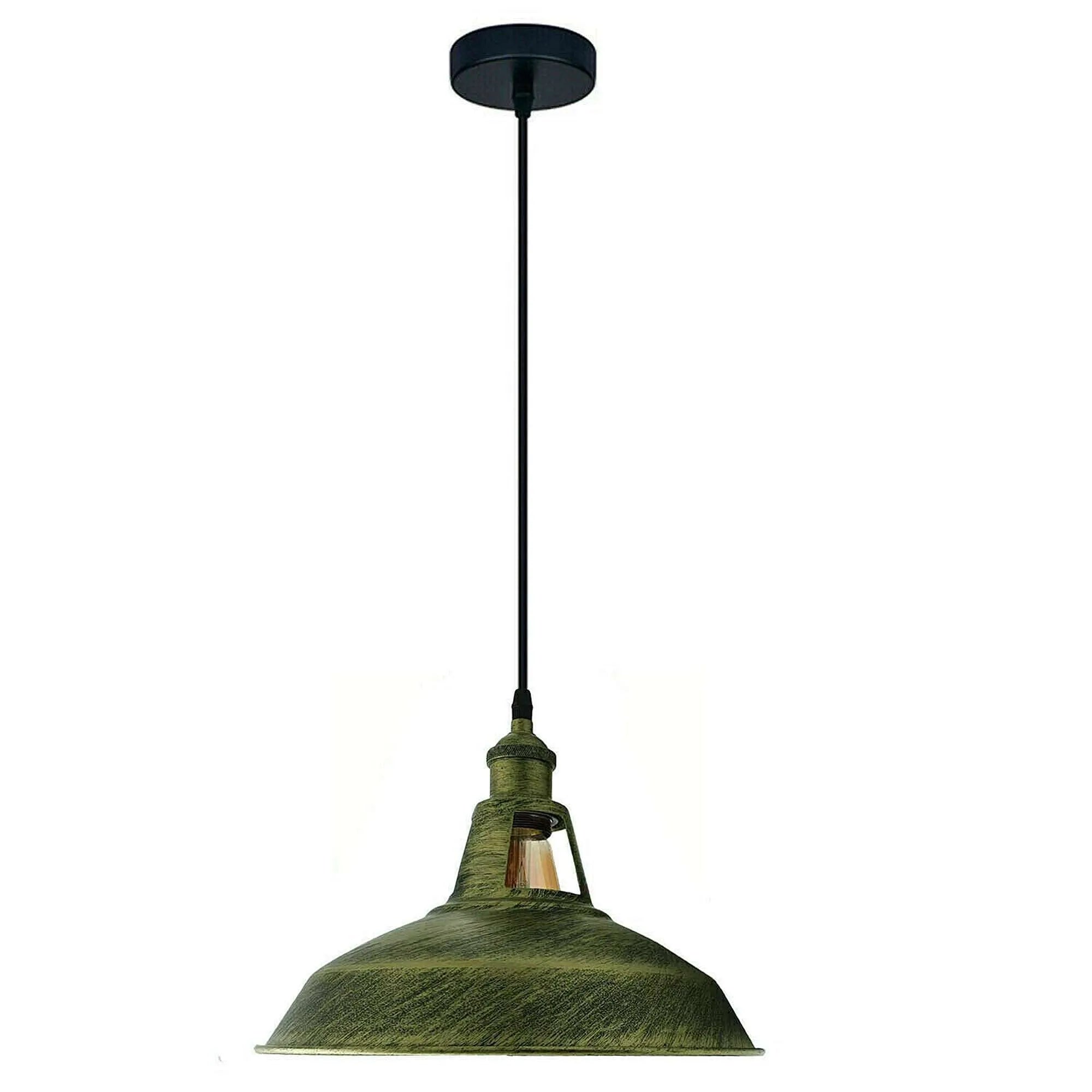 Vintage Industrial Hanging Ceiling Pendant Light Fixture, E27 Bulb Base, Dimmable Metal Shade