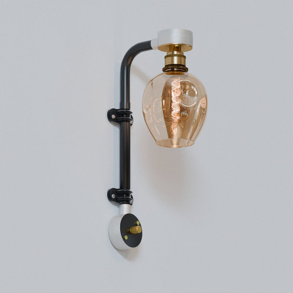 Industrial Retro Conduit Pipe Glass Wall Light Kit with Dimmer