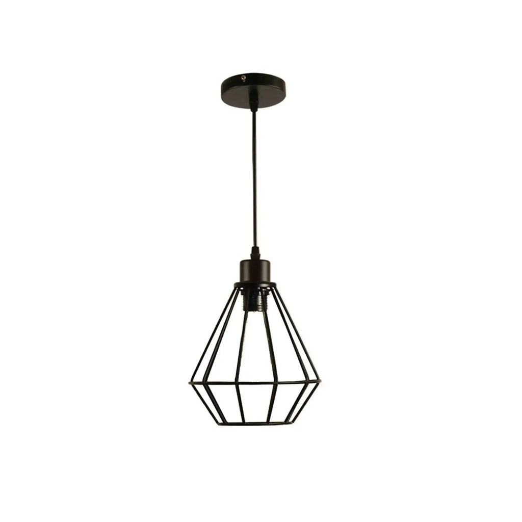 Industrial Black Metal Wire Cage Ceiling Pendant Light Fixture E27 Bulb Guard