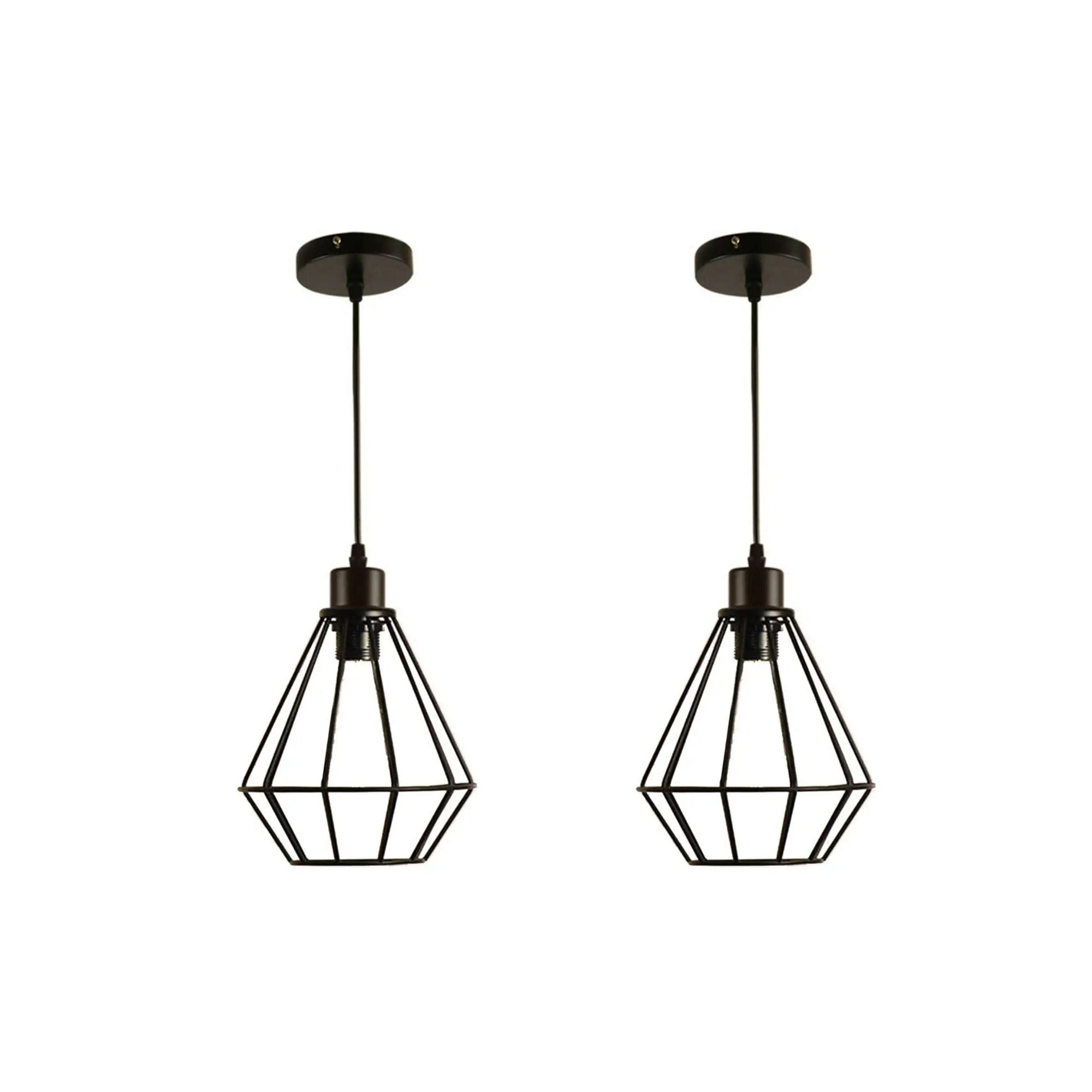 Industrial Black Metal Wire Cage Pendant Light Ceiling Fitting