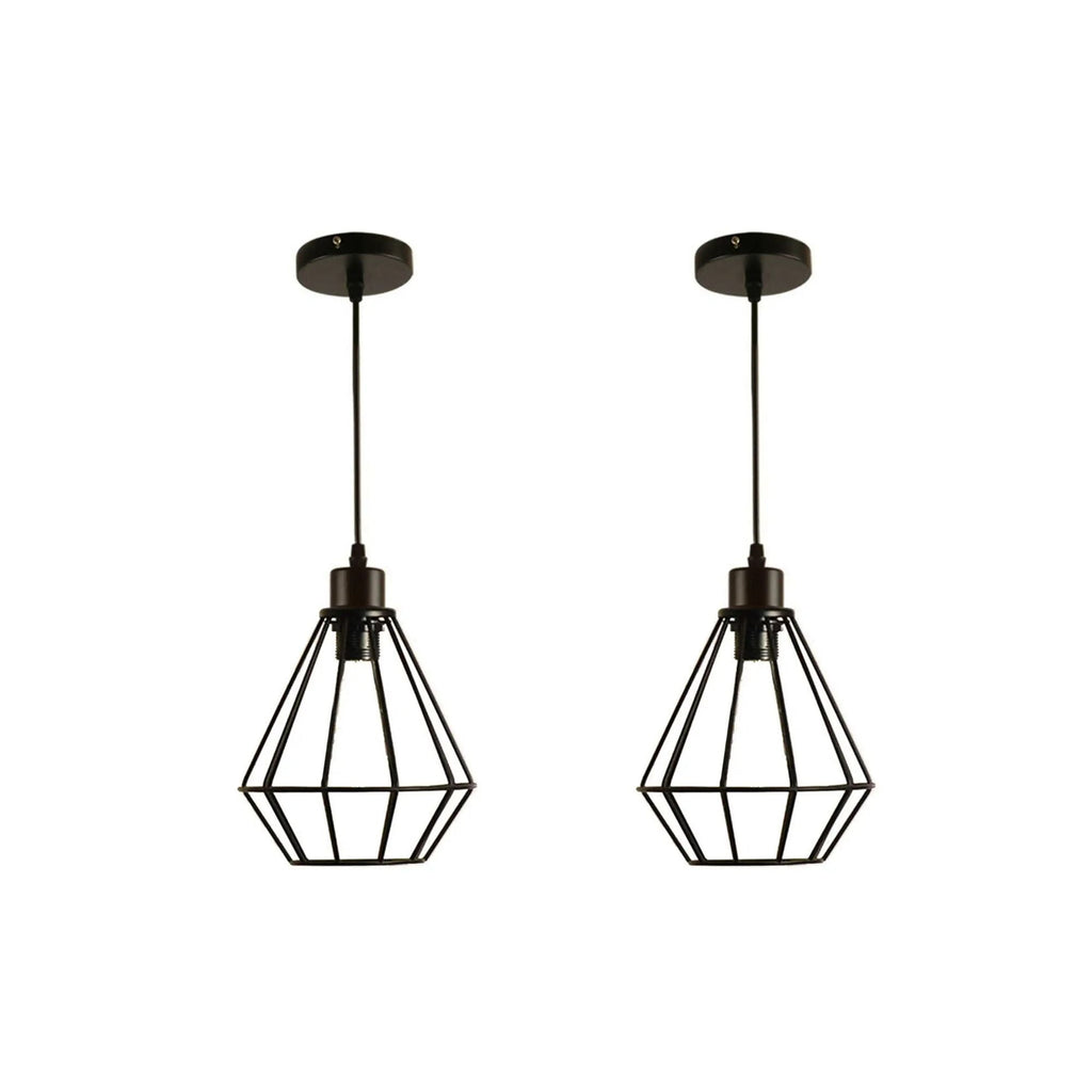 Industrial Black Metal Wire Cage Ceiling Pendant Light E27 Bulb Guard