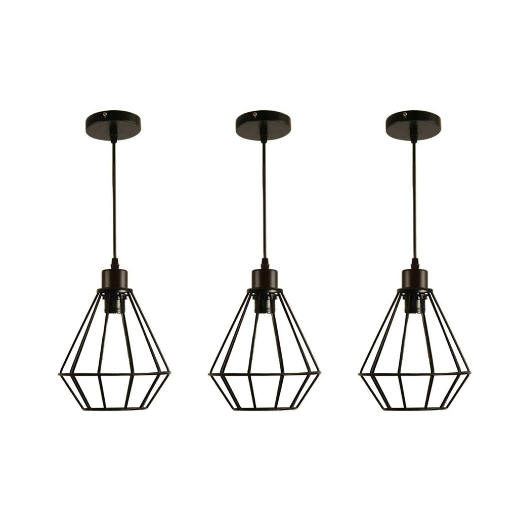 Industrial Black Metal Wire Cage Ceiling Pendant Light E27 Bulb Guard
