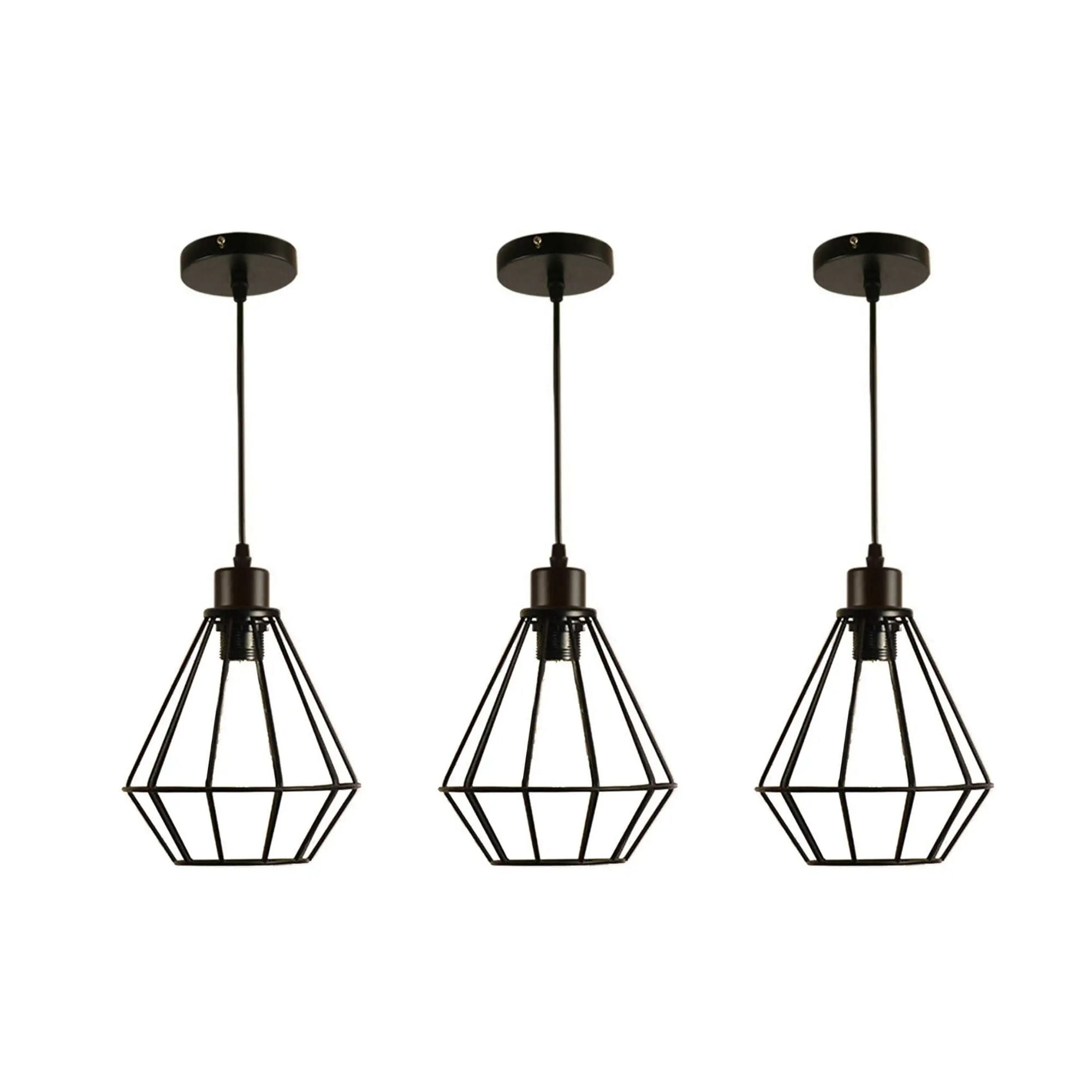 Industrial Black Metal Wire Cage Pendant Light Ceiling Fitting