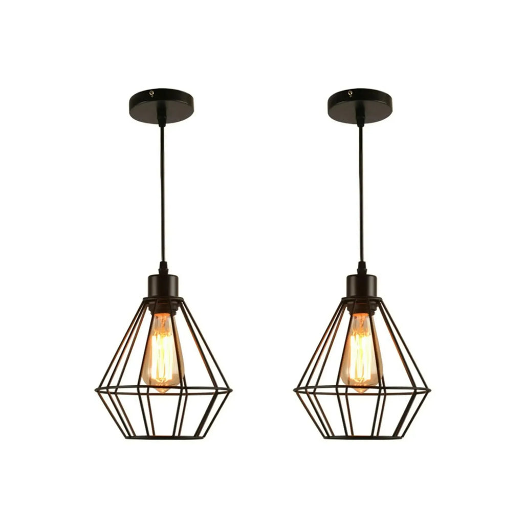 Industrial Black Metal Wire Cage Pendant Light Ceiling Fitting