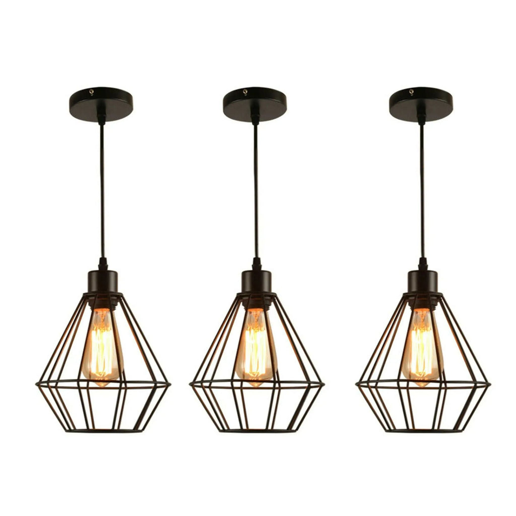 Industrial Black Metal Wire Cage Pendant Light Ceiling Fitting