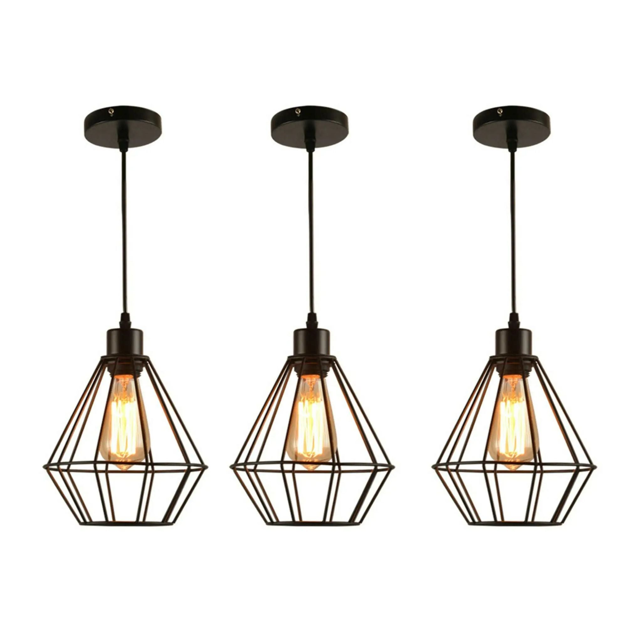 Industrial Black Metal Wire Cage Pendant Light Ceiling Fitting