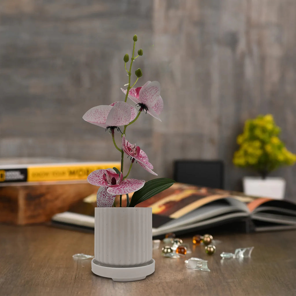 Lively Faux Orchid Potted Plant for Effortless Indoor Decor, Tabletop Display