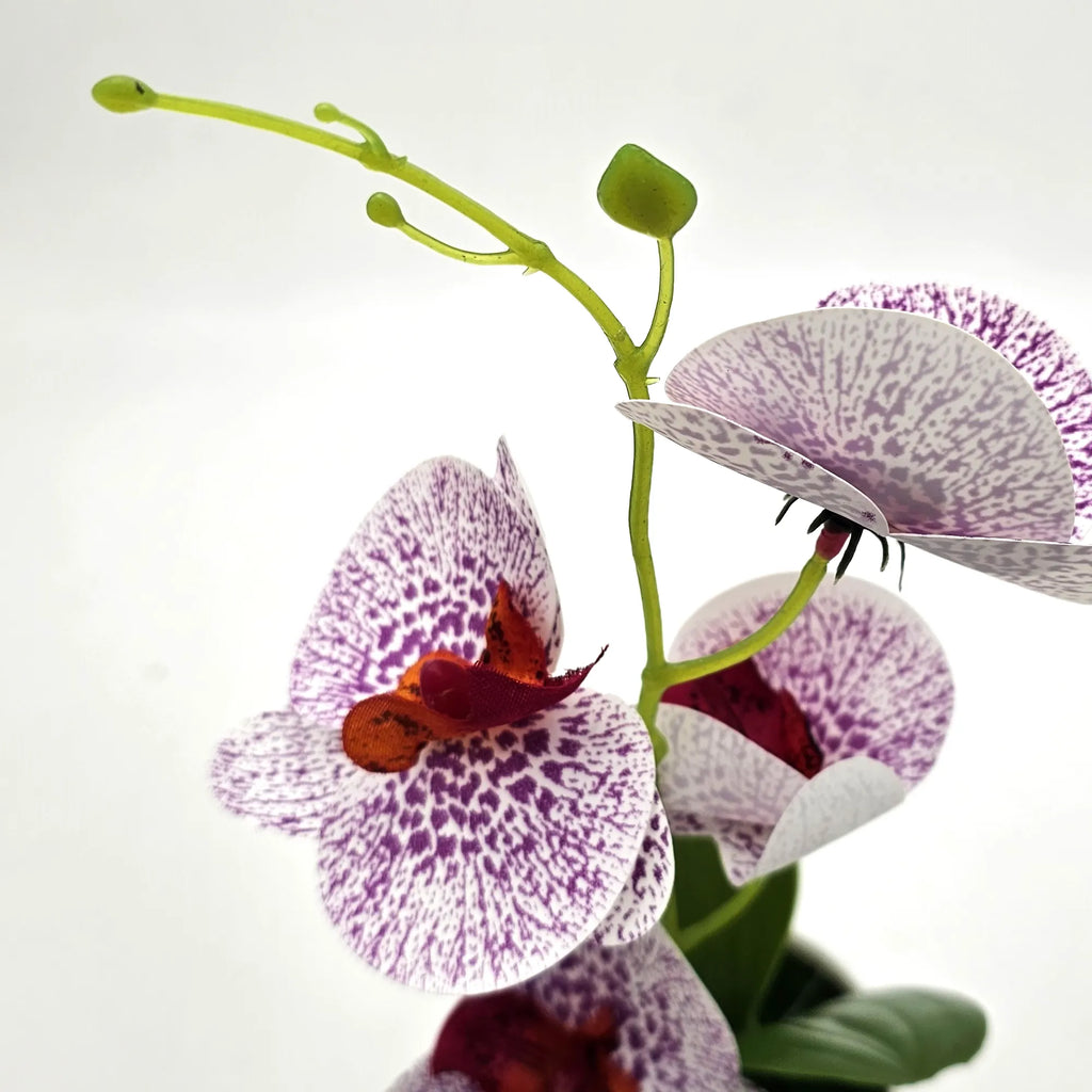 Artificial Orchid with Leaf Potted Plant for Interior Table Decoration~5657