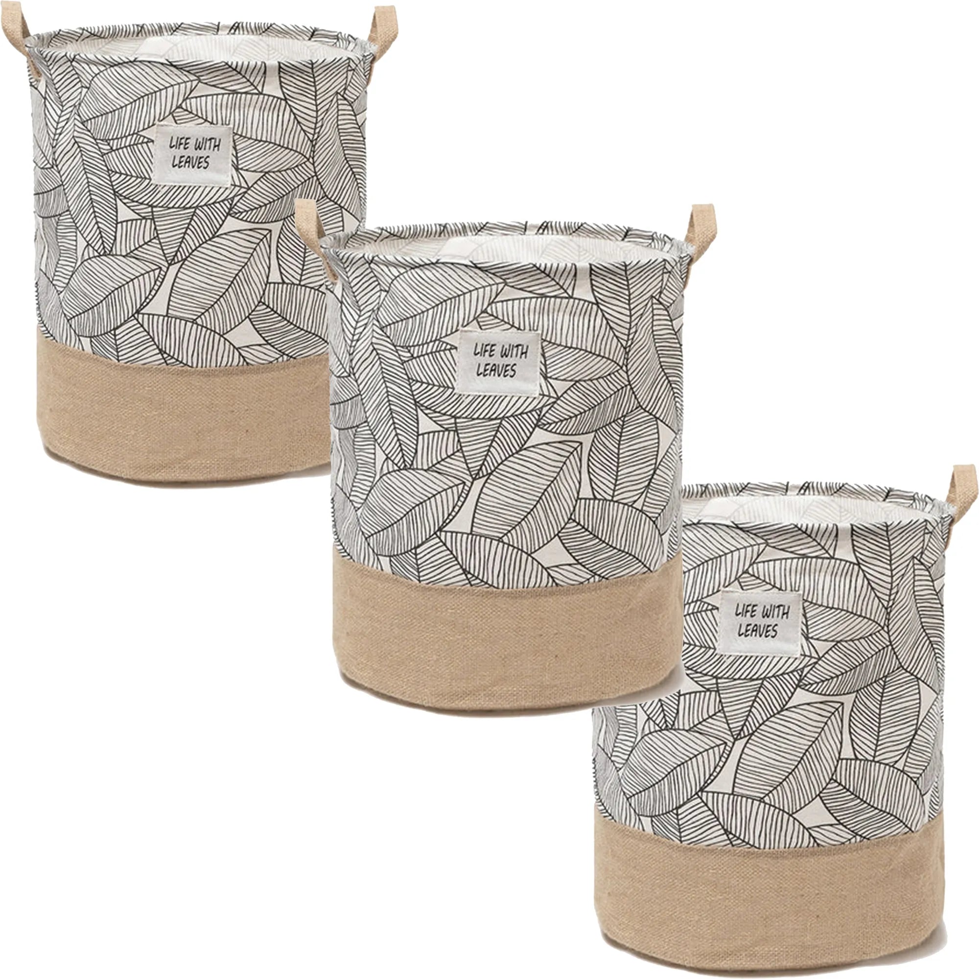 Foldable Leaves Cotton Laundry Basket Organizer for Dirty Clothes Home Storage