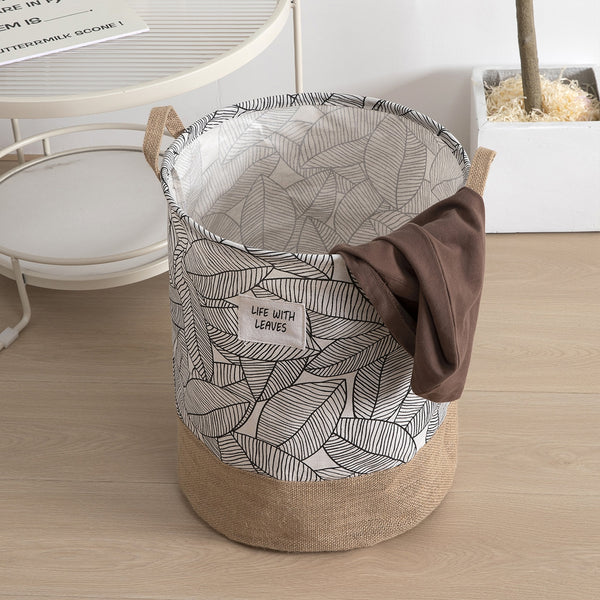 Foldable Leaves Cotton Laundry Basket Organizer for Dirty Clothes Home Storage