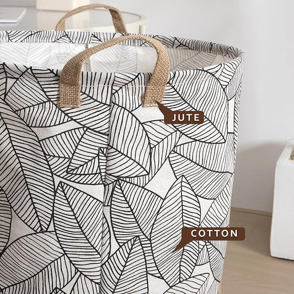 Foldable Leaves Cotton Laundry Basket Organizer for Dirty Clothes Home Storage