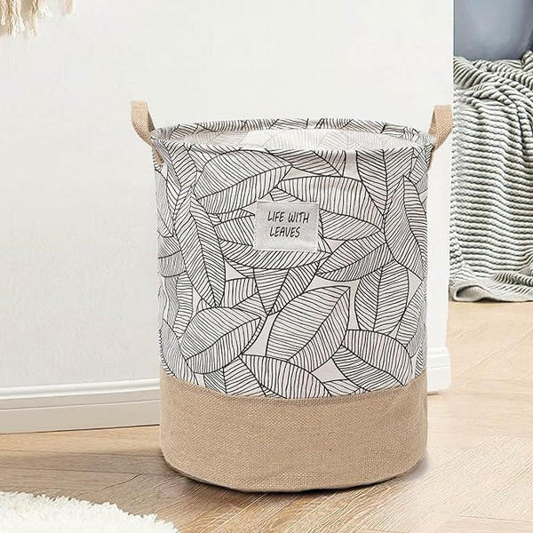 Foldable Leaves Cotton Laundry Basket Organizer for Dirty Clothes Home Storage