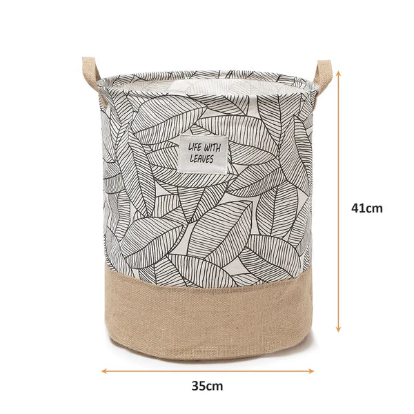 Foldable Leaves Cotton Laundry Basket Organizer for Dirty Clothes Home Storage