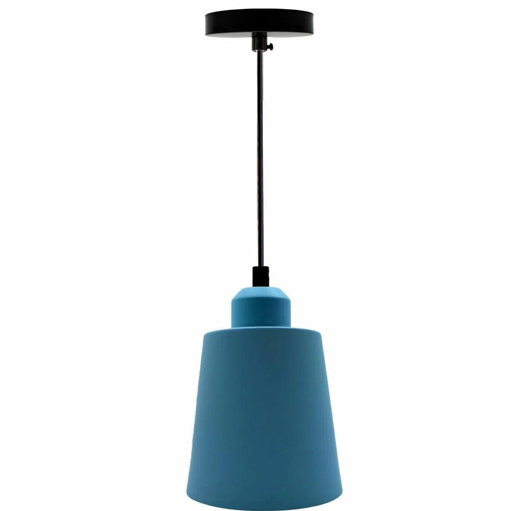 Modern E27 Industrial Mug Shade Ceiling Pendant Light Fixture, Colorful Metal Finish