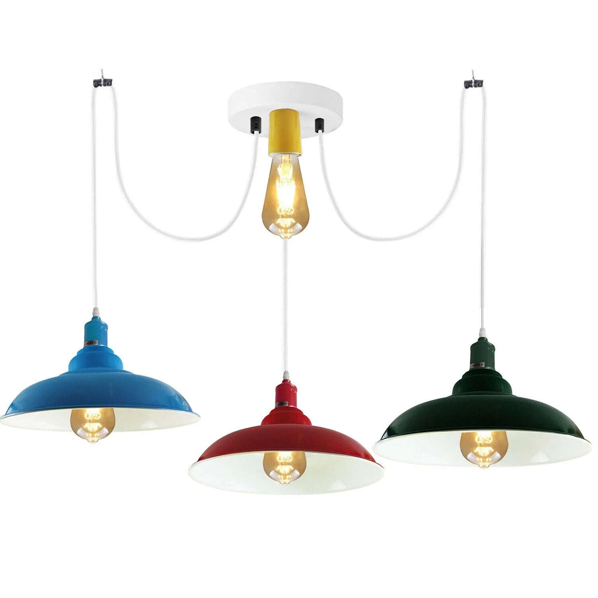 Modern Industrial 3-Way Spider Pendant Ceiling Light Fixture with Adjustable Cables