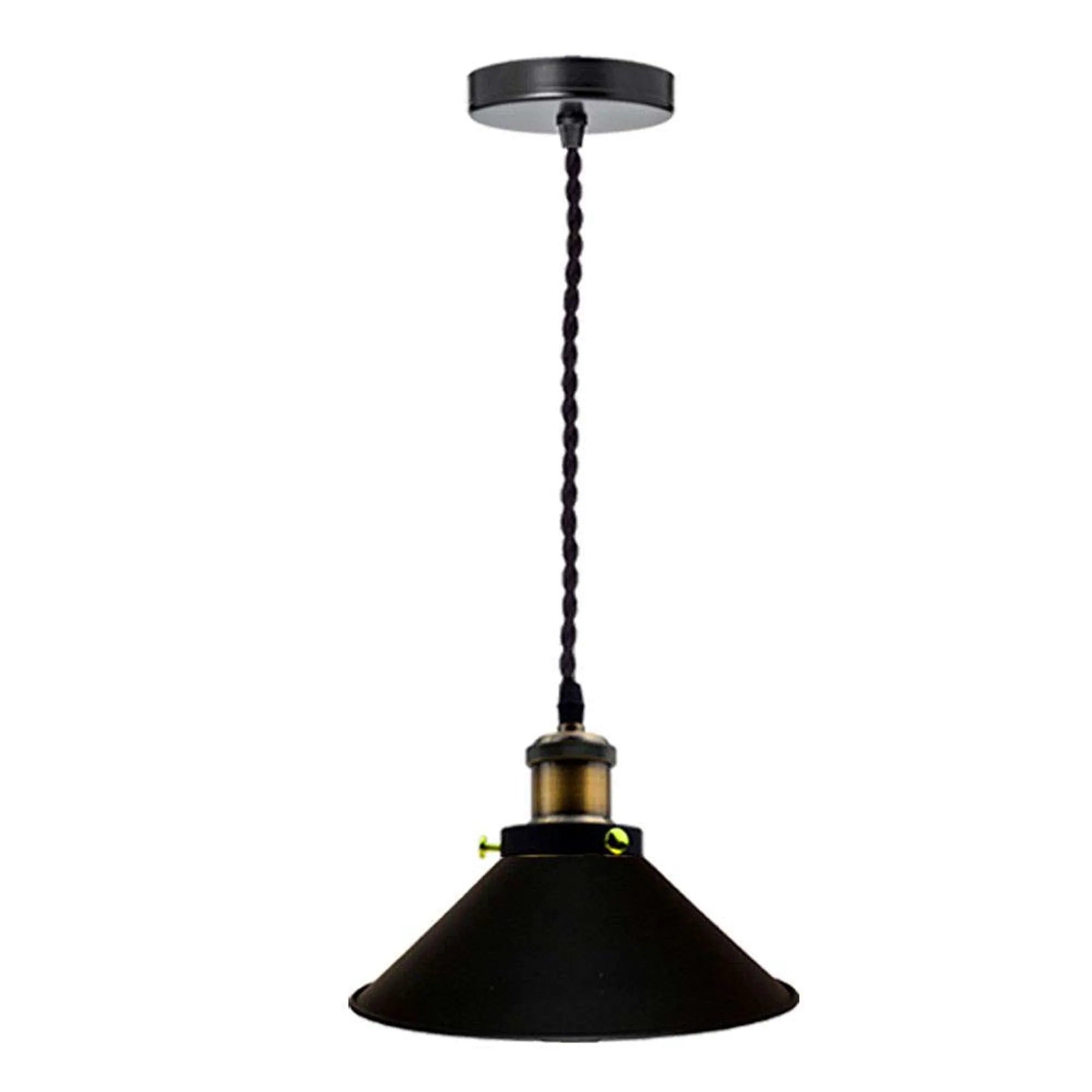Vintage E27 Single Metal Cone Lampshade Twisted Cable Pendant Light