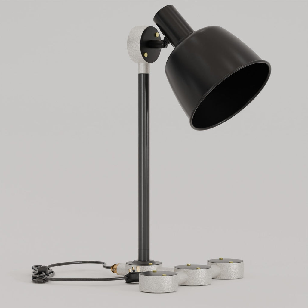Black Industrial Conduit Pipe Desk Lamp Kit, Steampunk, Dimmer Switch, E27