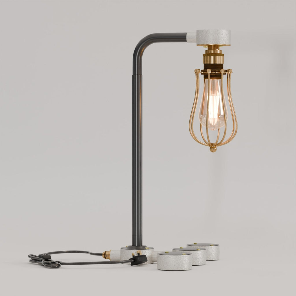 Black Industrial Conduit Pipe Desk Lamp Kit with Dimmer Switch for E27 Bulb