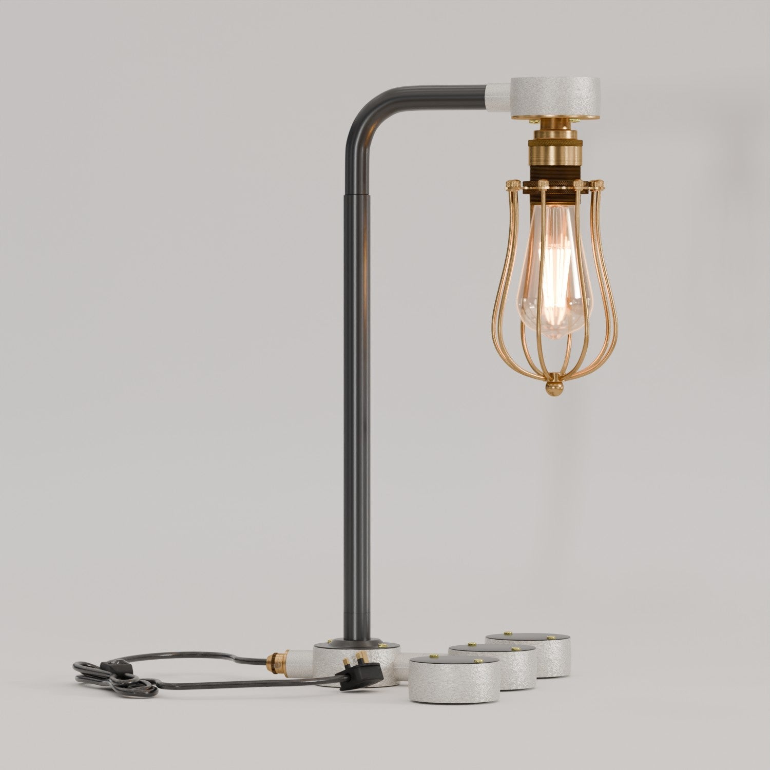 Black Industrial Conduit Pipe Desk Lamp Kit, Steampunk, Dimmer Switch, E27