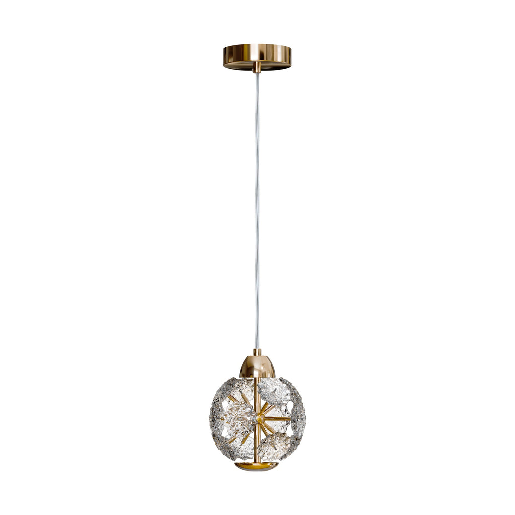 Modern Amber Crystal Glass Pendant Light Fixture with Adjustable Cable, E27 Base