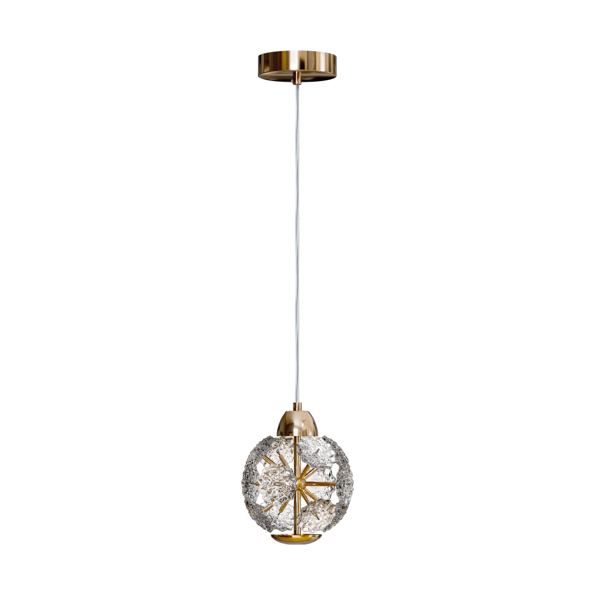 Modern Amber Crystal Glass Pendant Light Fixture with Adjustable Cable, E27 Base
