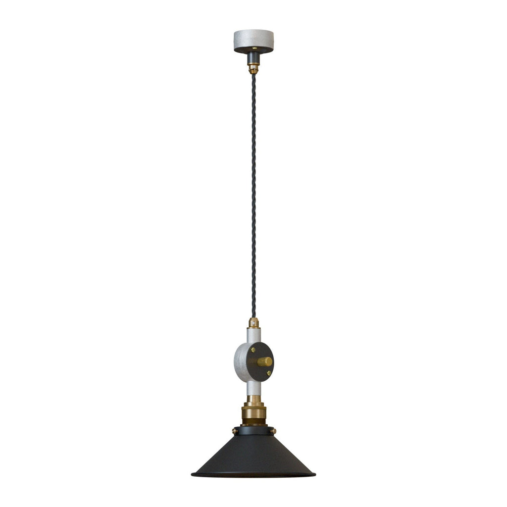 Black Cone Shade Dimmable Industrial Pendant Light, Adjustable Height