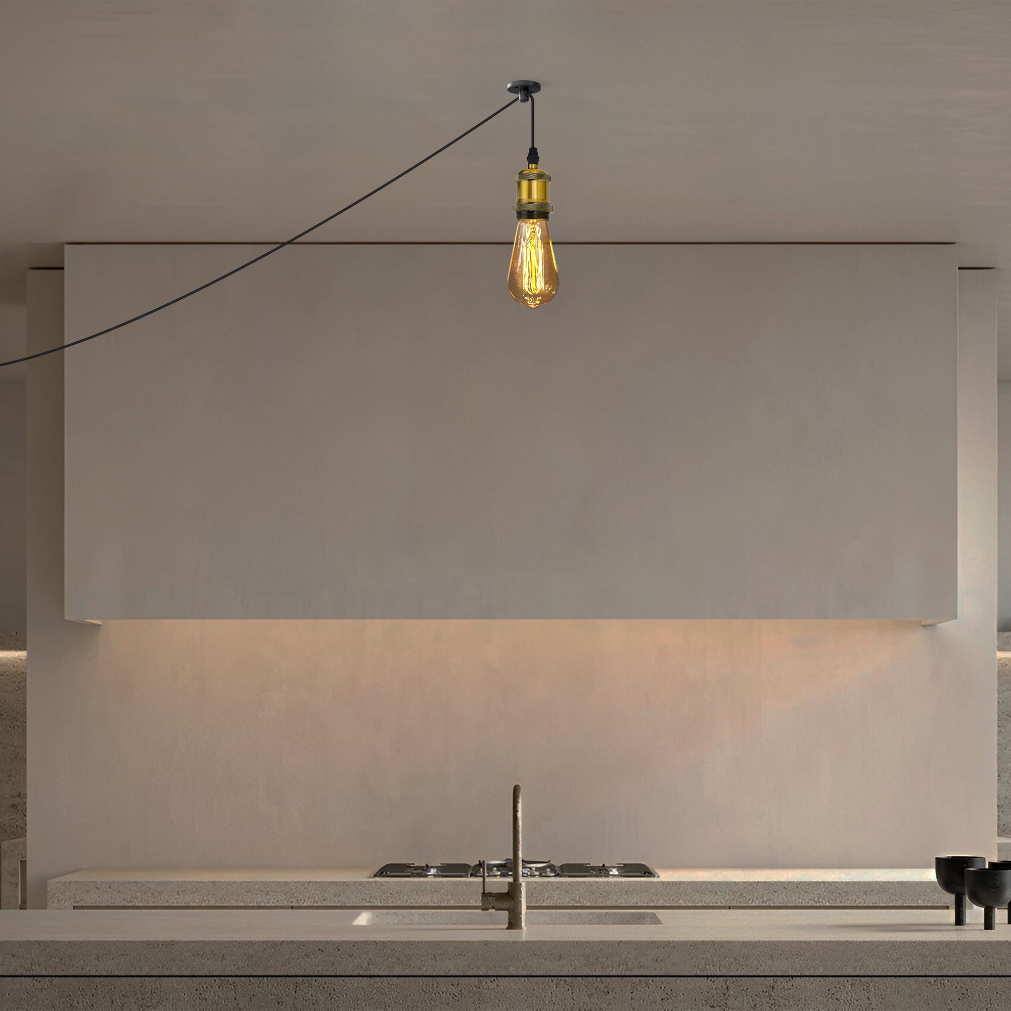 Vintage Style Plug-in Pendant Light with Adjustable Cable and Hook