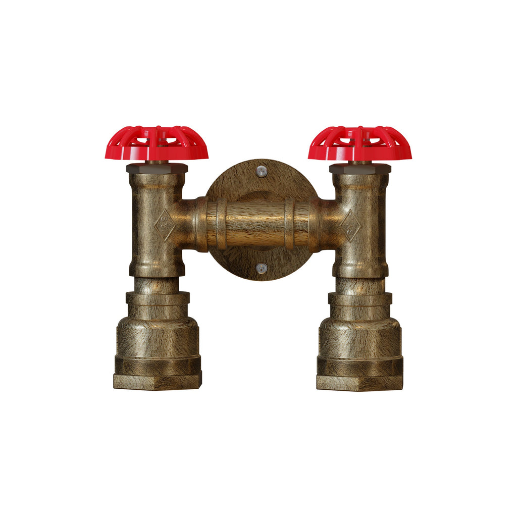 Rustic Industrial Steampunk Twin Metal Water Pipe Wall Light Sconce Fixture