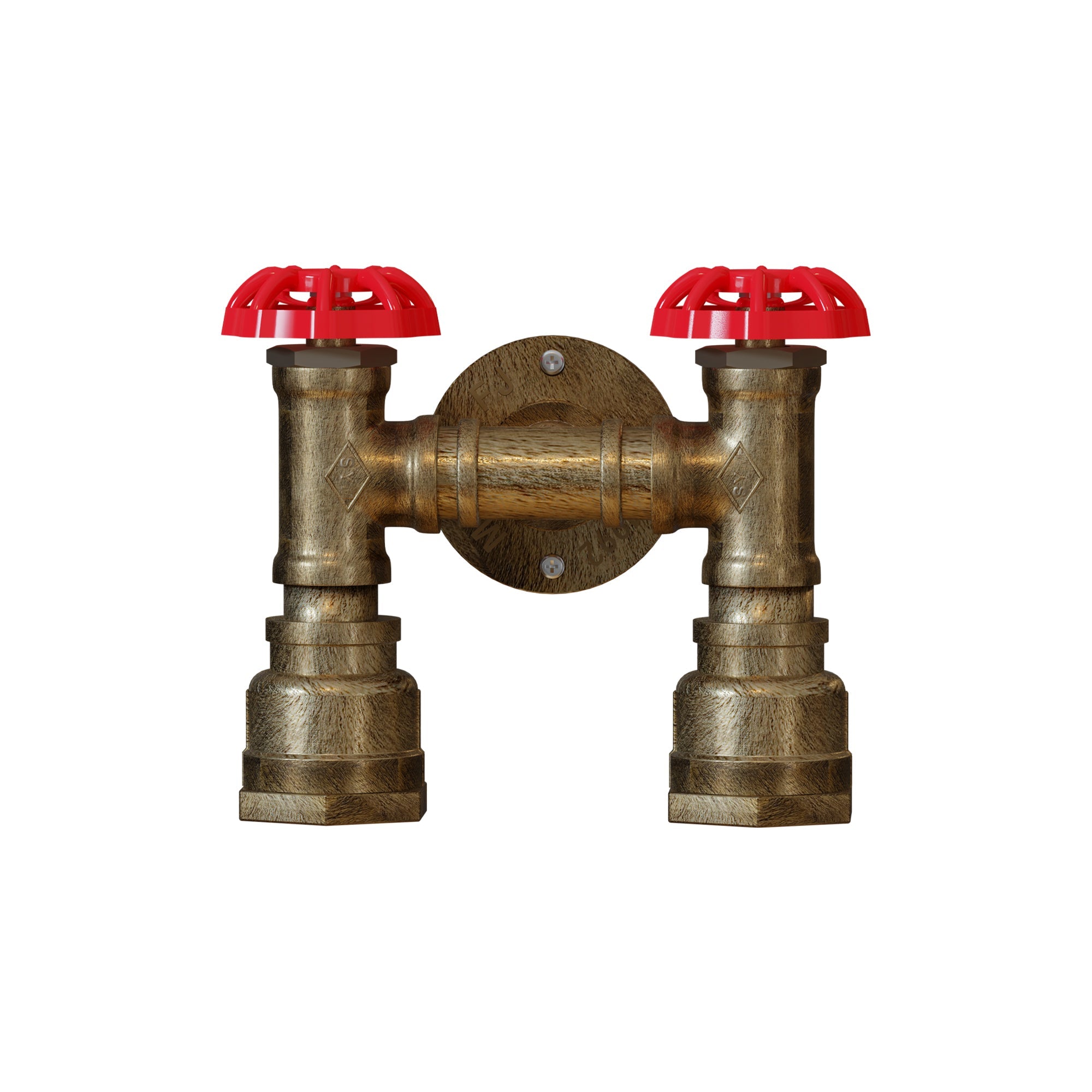 Rustic Industrial Twin Steampunk Metal Iron Water Pipe Wall Light Sconce