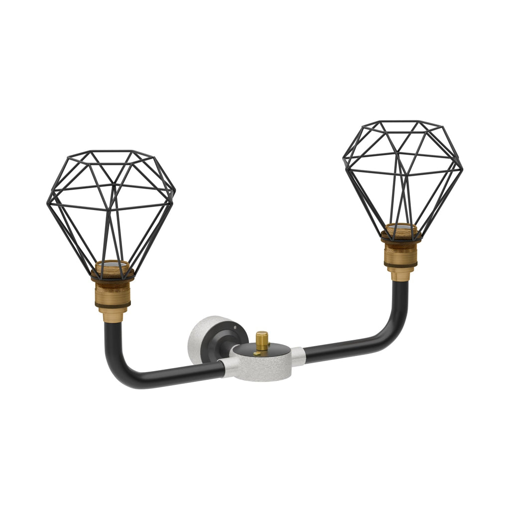 Industrial Black Conduit 2-Way Diamond Cage Wall Light Kit with Edison Bulb Option