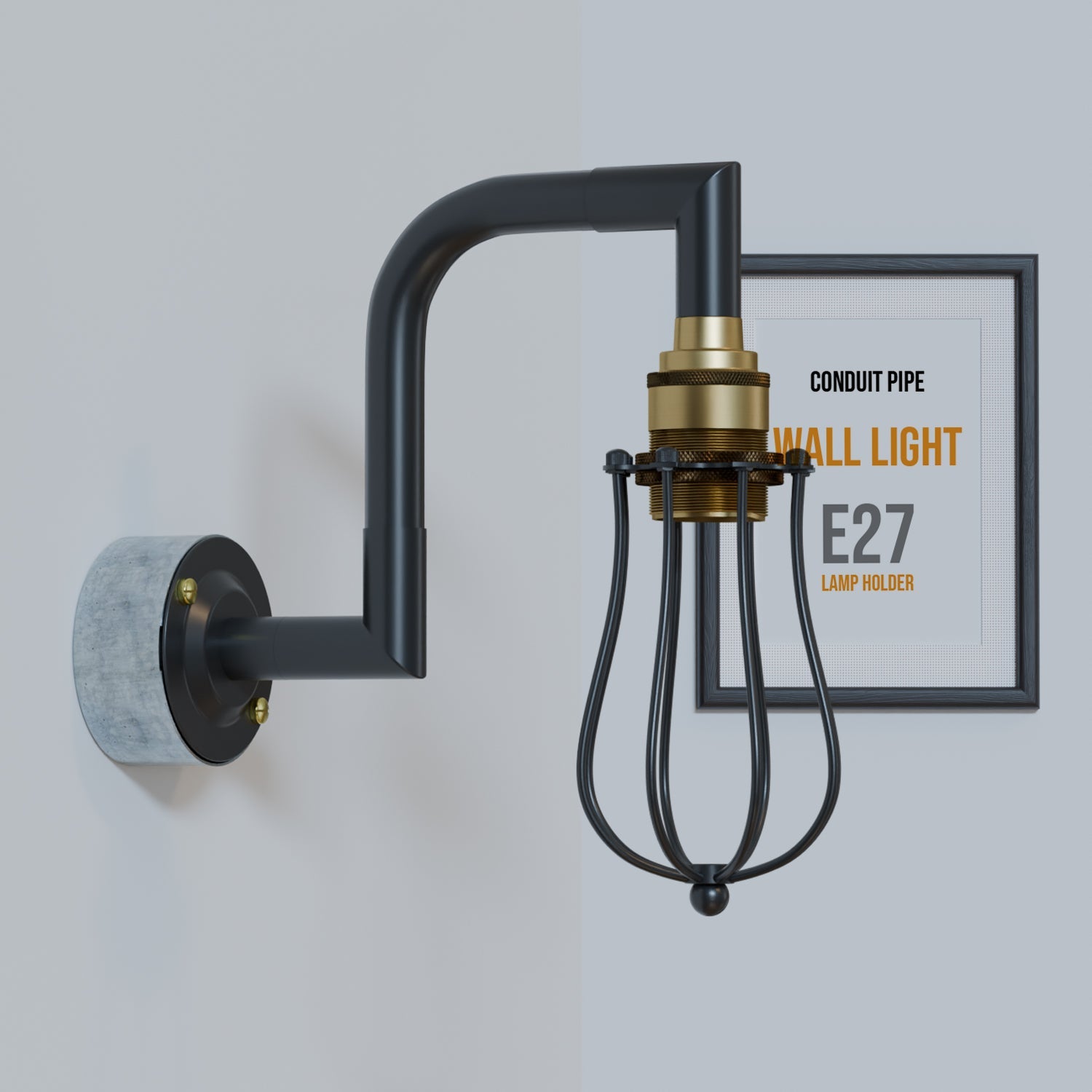 Industrial Metal Conduit Pipe Wall Light Kit E27 Vintage Style