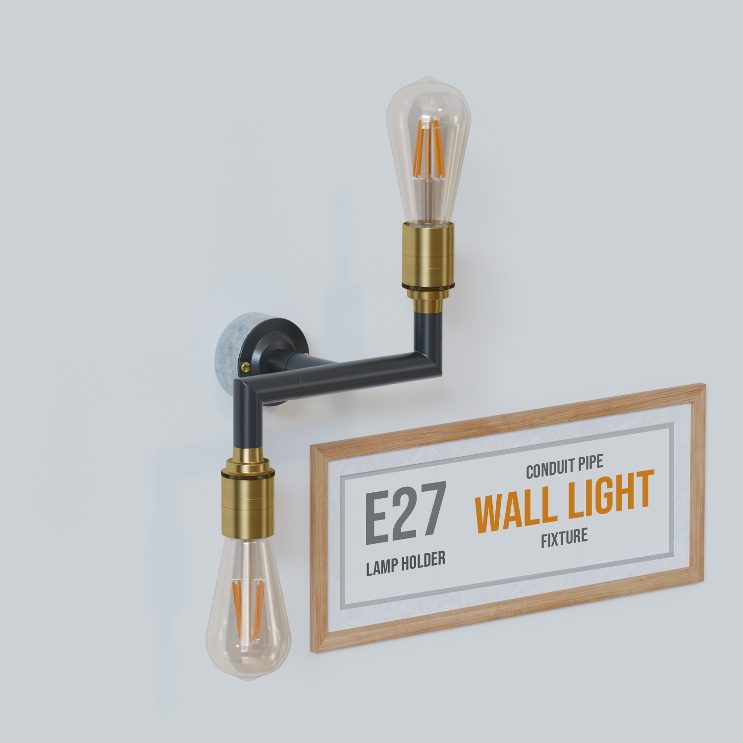Industrial Conduit Pipe 2-Way Wall Lamp Kit: Vintage E27 Dual Light Fixture