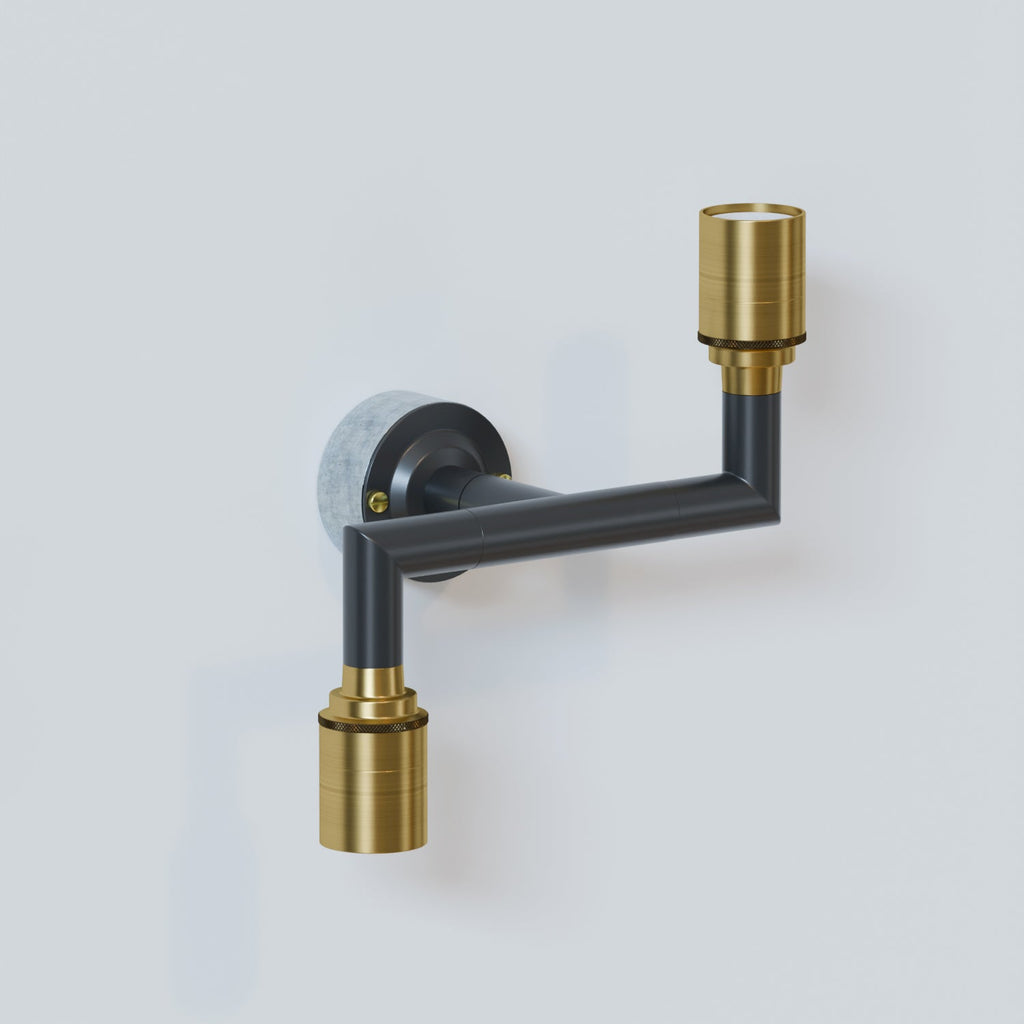 Industrial Conduit Pipe 2-Way Wall Lamp Kit with E27 Sockets, Black Finish