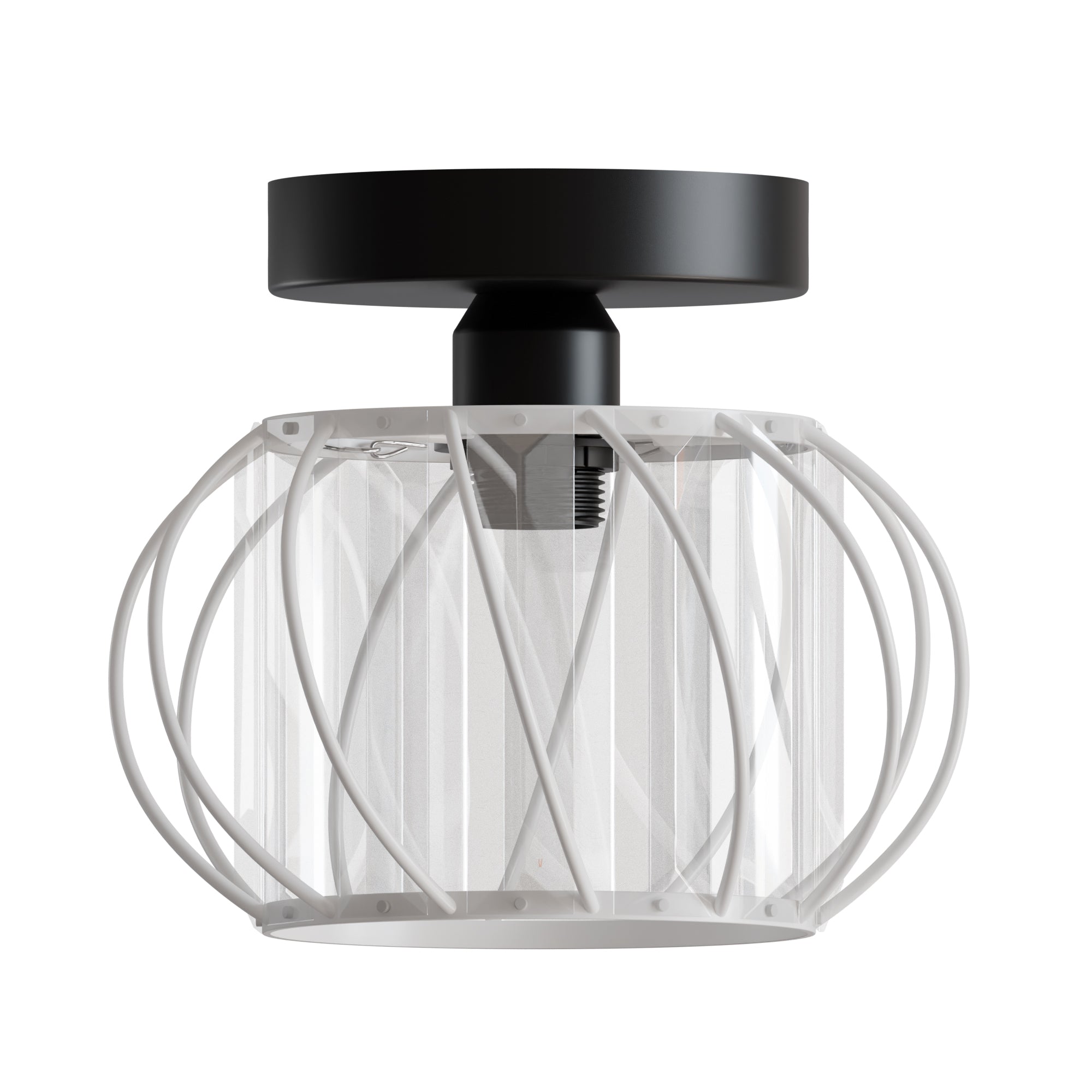 Modern Industrial Metal and Glass Crystal Flush Mount Ceiling Light Fixture